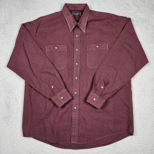 Gitman Bros Mens 16.5-35 Burgundy Houndstooth Cotton Button Up Shirt Long Sleeve